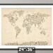 Music Notes Map of the World Map, Art Print, 24x36 inch (82)