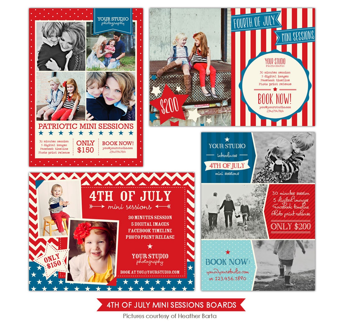INSTANT DOWNLOAD - 4th of July Marketing board - Photoshop template - E864