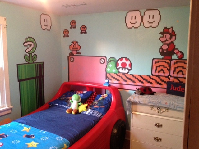 TWO 8ft SHEETS of Nintendo Vinyl Wall Stickers - Super Mario Bros. 3 NES graphic high quality awesomeness