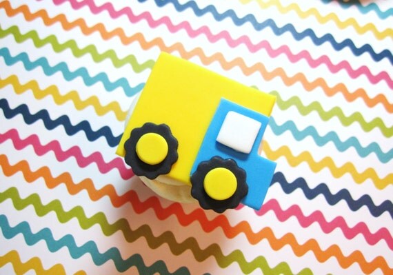Dump Truck Fondant Cupcake Topper Dumptruck Construction Themed Party Il_570xn
