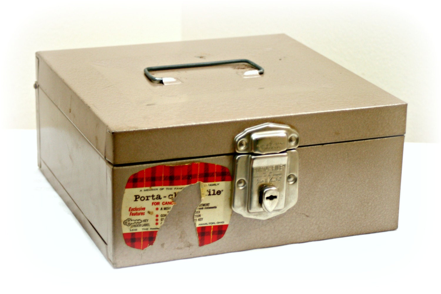 Vintage Metal Porta Check File Box