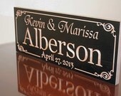 Carved Wooden Signs: Wood Sign Established Name Anniverary Gift Personalized Family Name Sign Pub Sign Wedding Gift Marriage Sign 7x18 AA