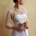 WEDDING BOLERO bridal shrug color natureal white lace pattern leaf size L or XL