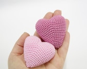 Pink Rose Crocheted heart  set of 2 Valentines 3D