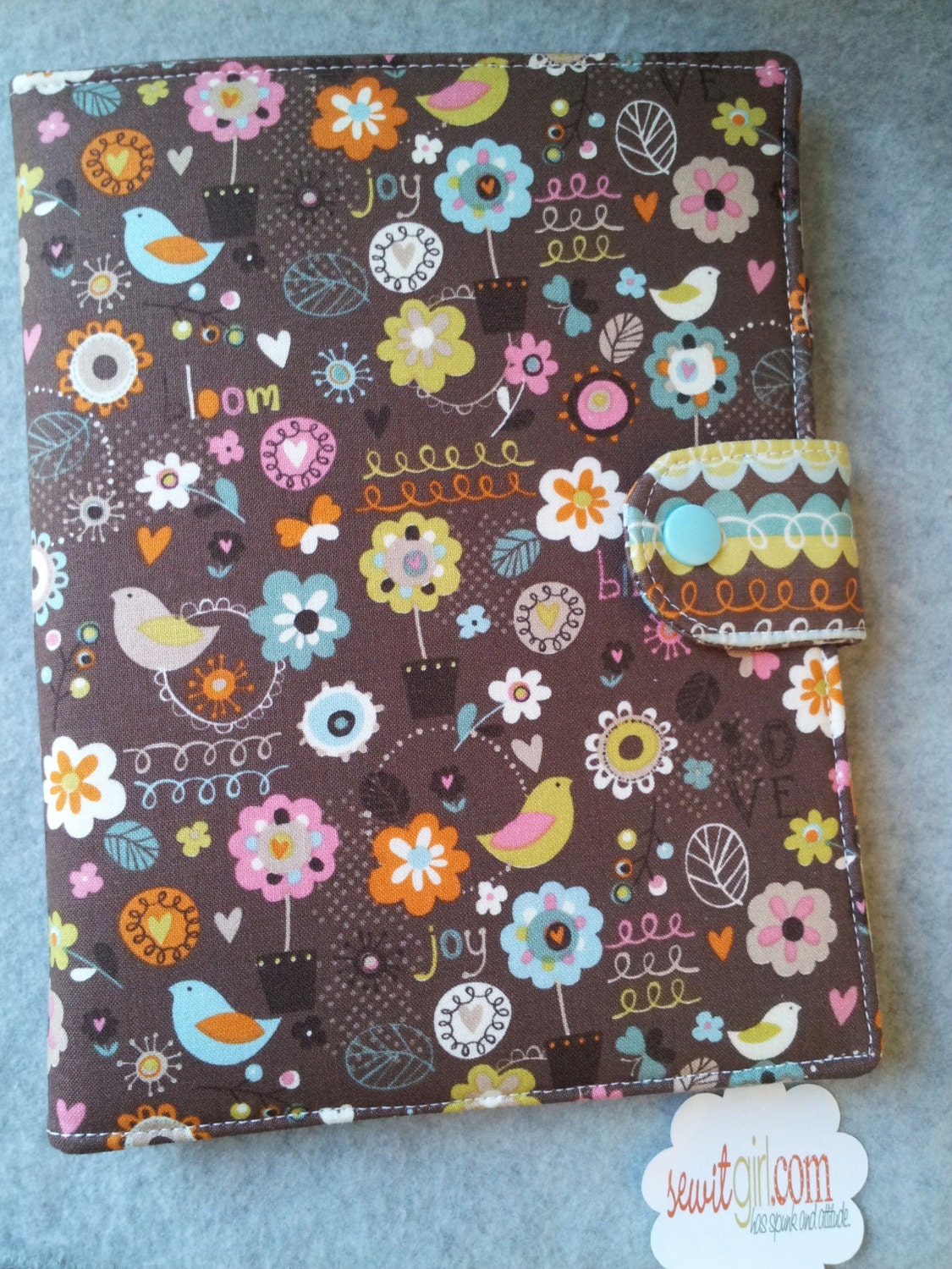 Standable Kindle Fire Cover, Kindle cover, Nook, eReader Cover, Ipad Mini Book Style, Just Bloom in Espresso   ..Made to order