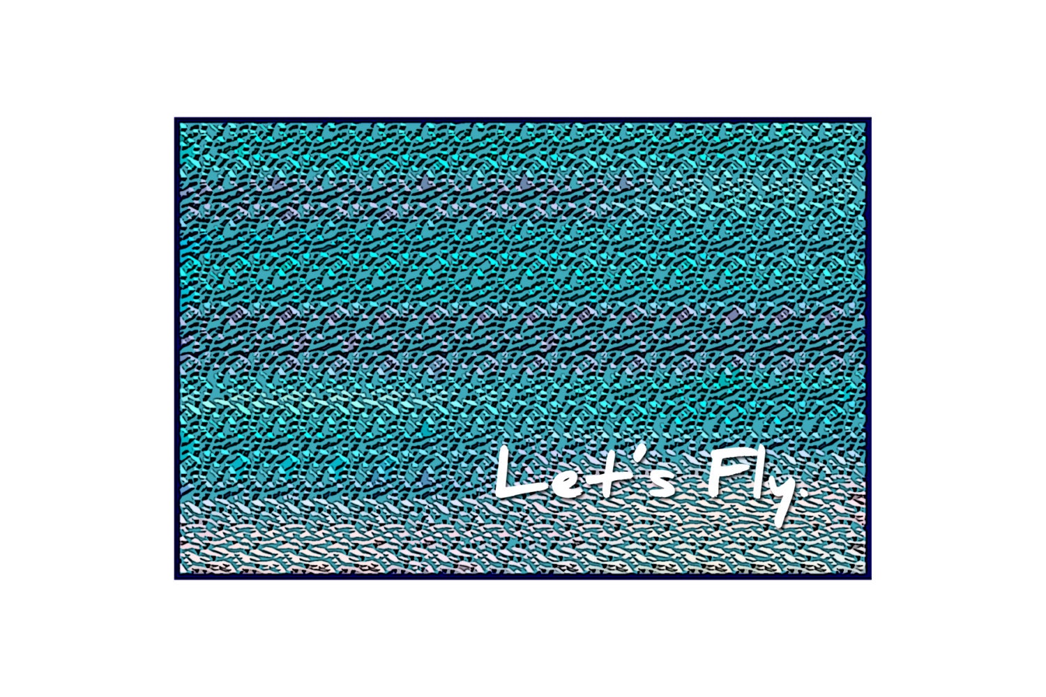 LET'S FLY.  Abstract, digital painting that reminds me of birds in flight -  purple, aqua, green and pink.  5 x 7 - Premium Matte, Art Card