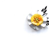 Wedding Flower Brooch Rhinestone Statement PIN in Black, White & Yellow Jewelry by ZiLLAs QuEeN