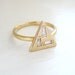 Vintage Diamond Unique Triangle Engagement Ring 14kt Yellow Gold