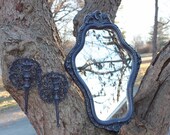 SALE - Vintage Plum Mirror and Sconce Set - Shabby chic - Ornate Mirror - Ornate Sconce - Purple