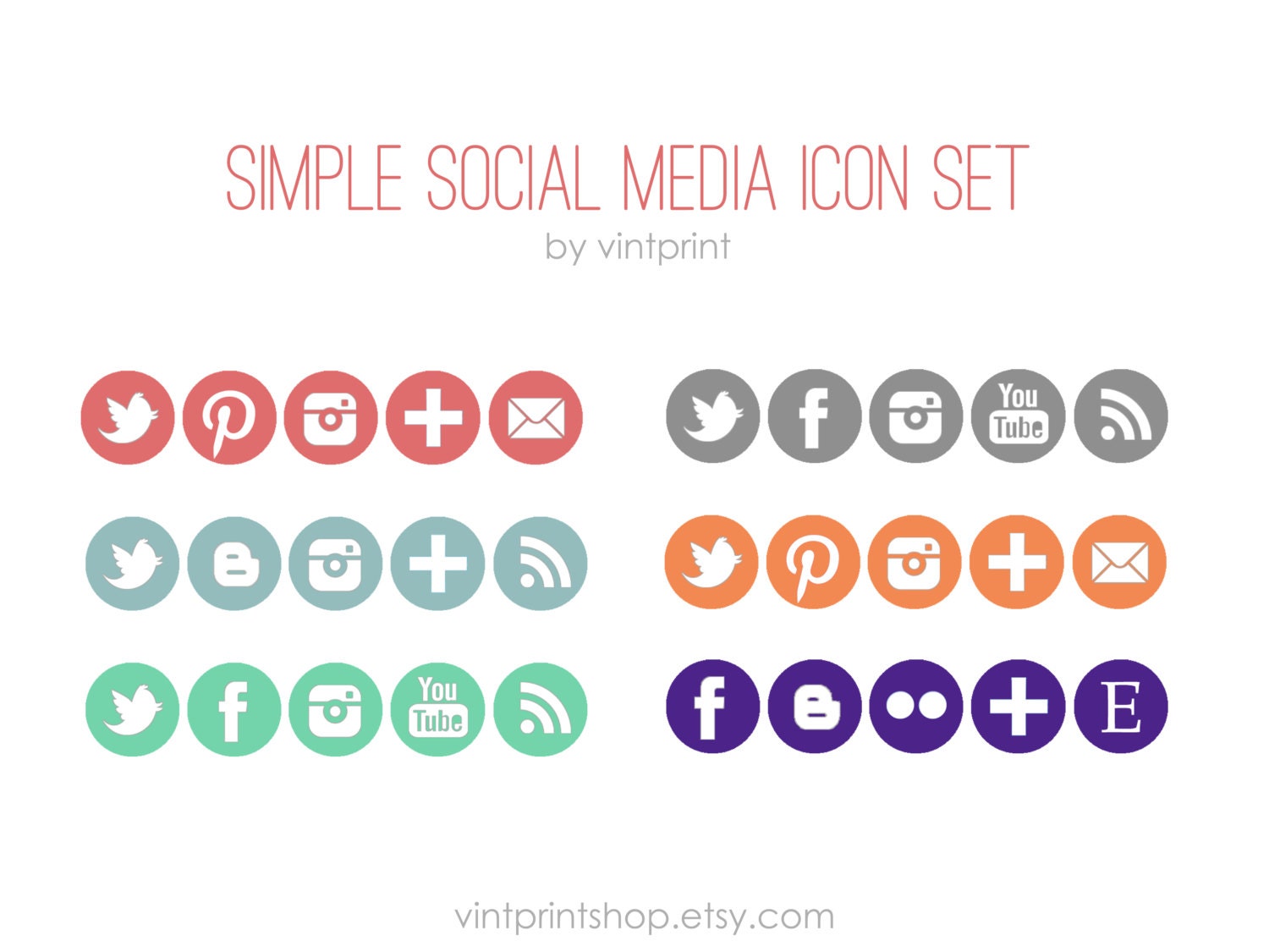 Modern Simple Social Media Icon Set