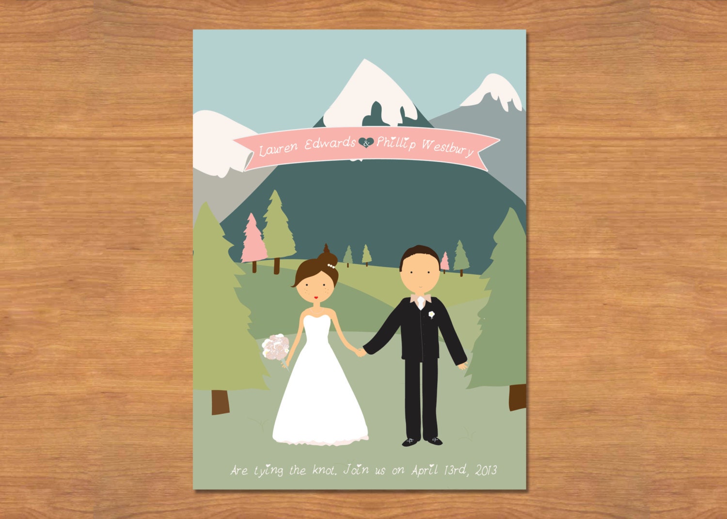 Custom Illustrated Wedding Invitation