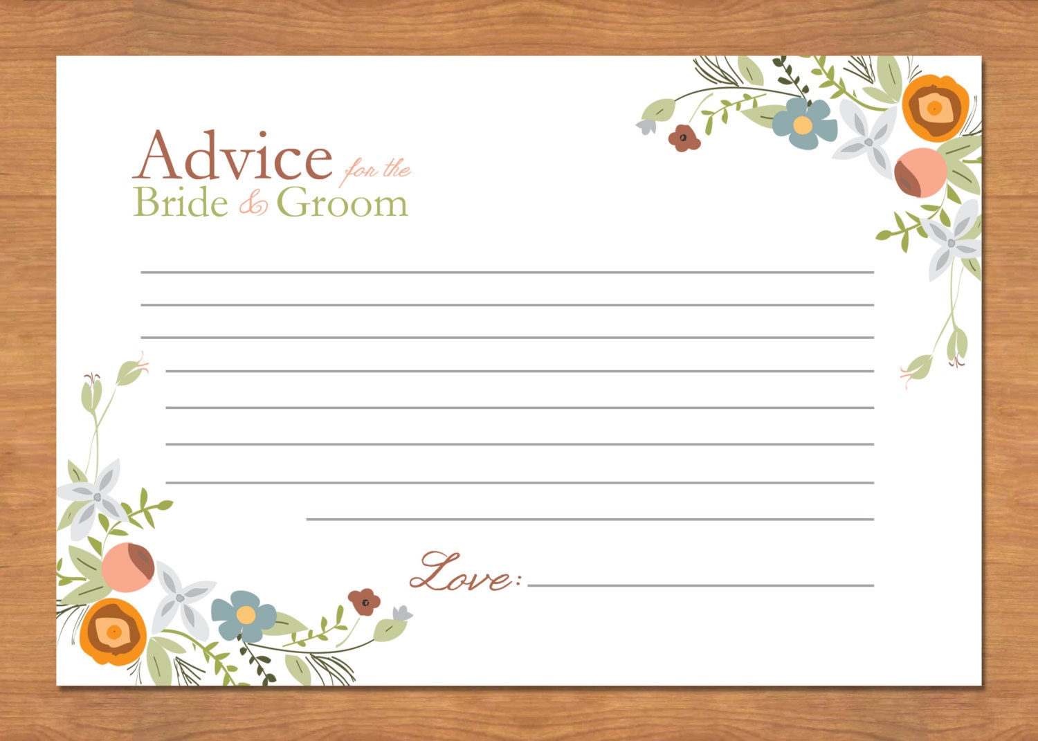 Floral Wedding Advice Cards