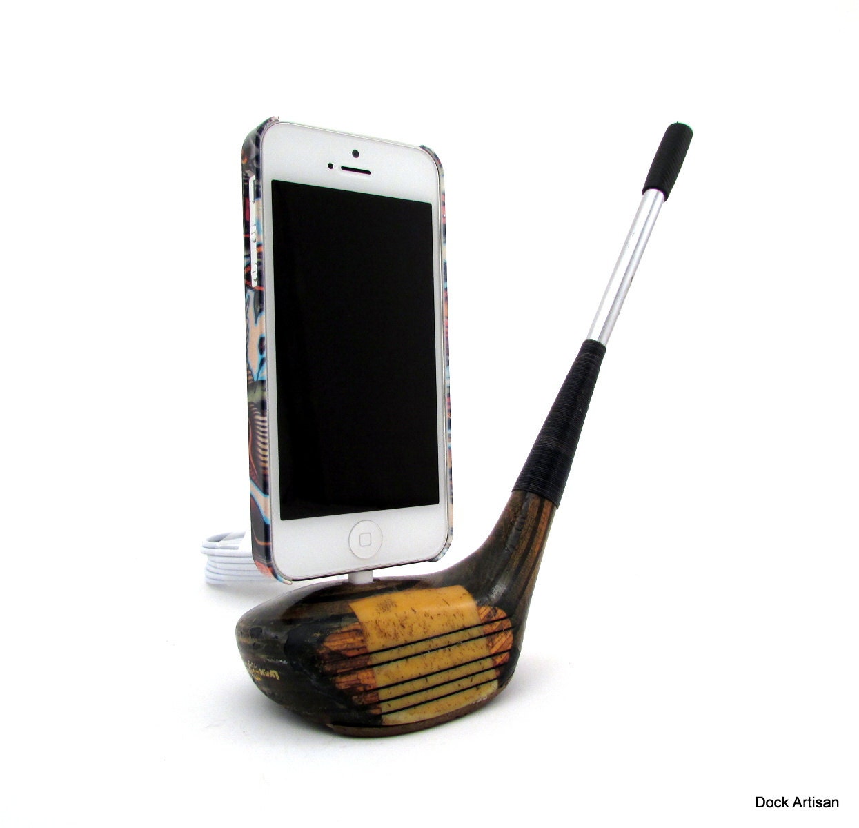 Vintage Wooden Golf Club iPhone 5 Dock