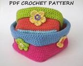 Crochet square baskets - two sizes, crochet pattern, easy, Crochet Pattern PDF, Great for Beginners, Pattern No. 58