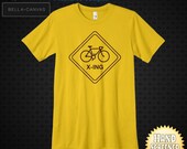 BIKE XING Sign Screen Printed Unisex Ringspun Jersey T-Shirt. Maize Yellow Tee.