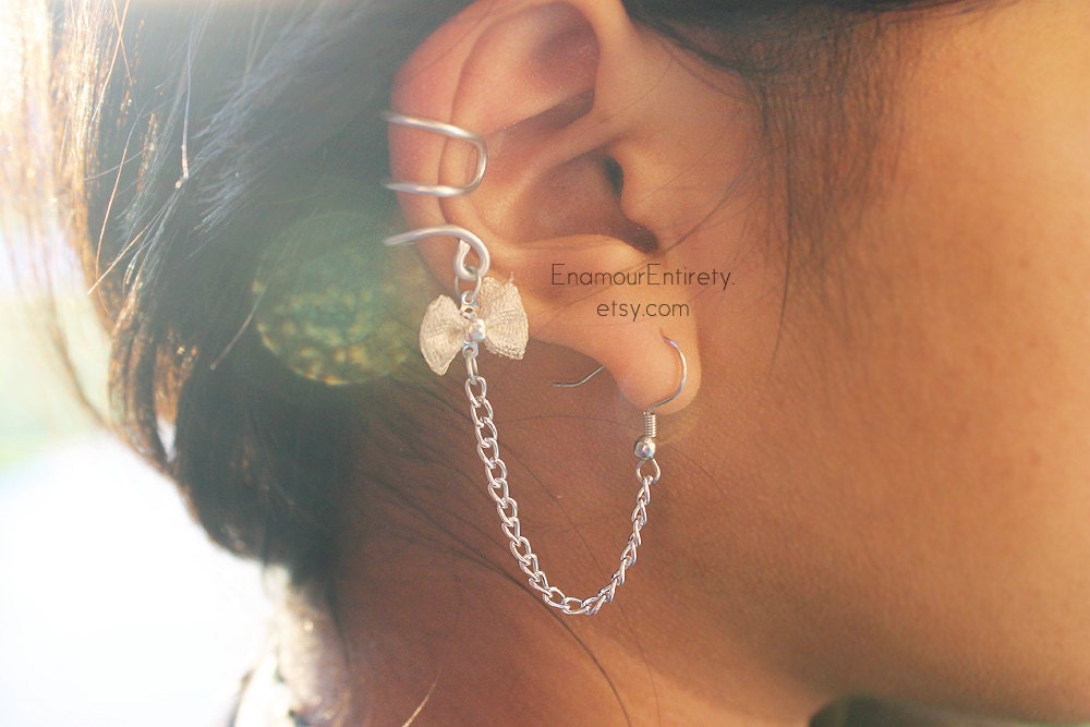 Silver (or Gold) Bow Ear Cuff Earring