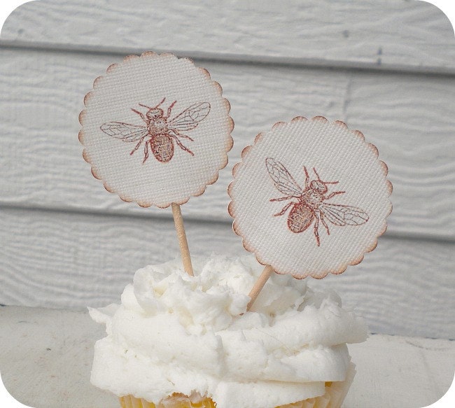 NEW - Meant to Bee Wedding / Bridal Shower Cupcake Toppers - Set of 10