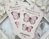 NEW - French Parfumerie Butterfly Dress Form Tags - Cottage Shabby Chic -Vintage Inspired - Set of 6 - Weddings, Showers, Favor