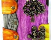 Handmade tree of life pendant multicolour extra mini leather journal notebook sketchbook