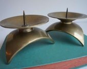 Mid Century Vintage Brass Candleholders