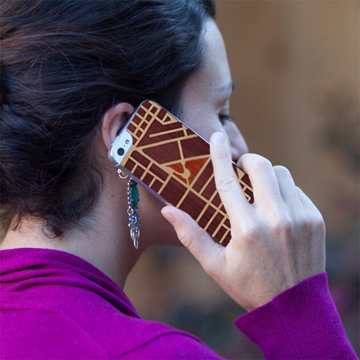 Wicker Park Chicago Wood-Inlay iPhone Back - Handcrafted From All-Natural, Sustainable Woods