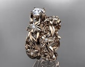 14kt  rose gold diamond floral wedding ring,engagement set ADLR216S