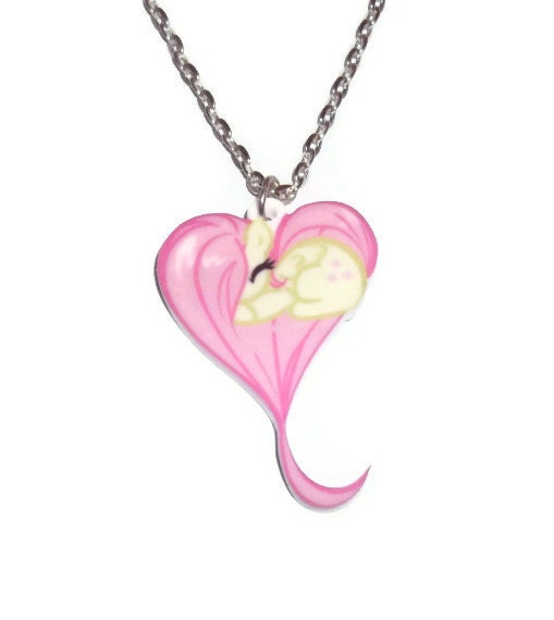 Fluttershy Heart Necklace, Kawaii MLP Friendship is Magic