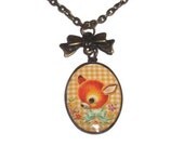 Retro Deer Necklace, Kitsch Vintage Style Baby Animal Necklace