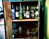 PRIMITIVE Dry Sink Rustic and Very Primitive Shown In Black as a Liquor Cabinet