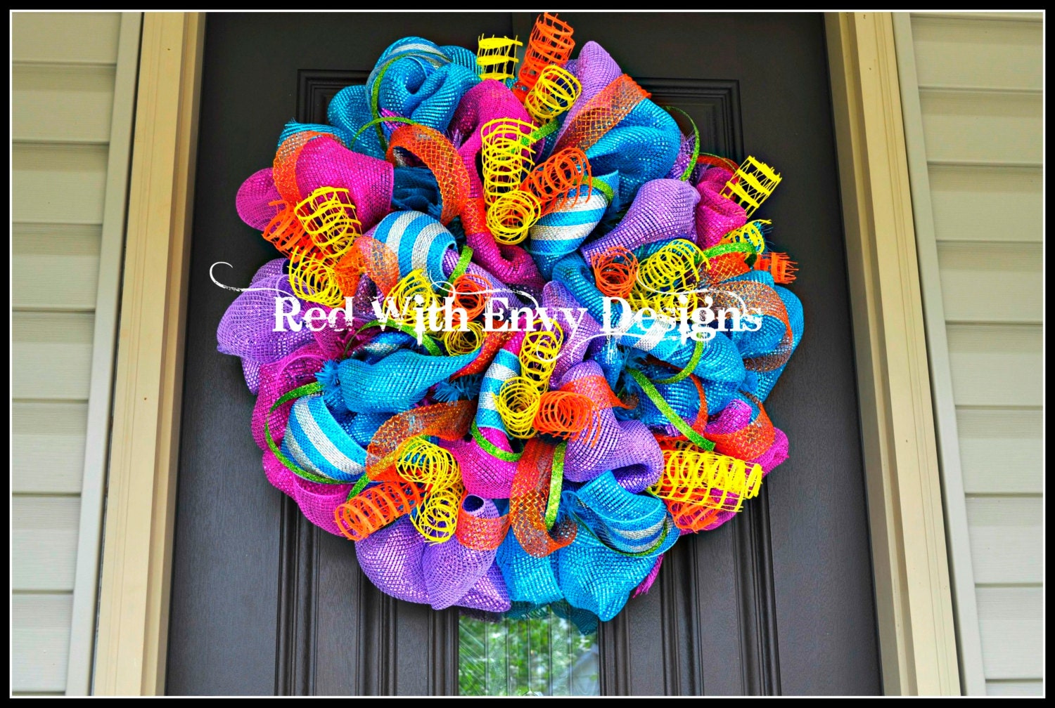 Summer Wreath, Wreath, Deco Mesh Wreath, Deco Mesh, Spring Wreath, Burlap Wreath, Burlap, Spring, Summer