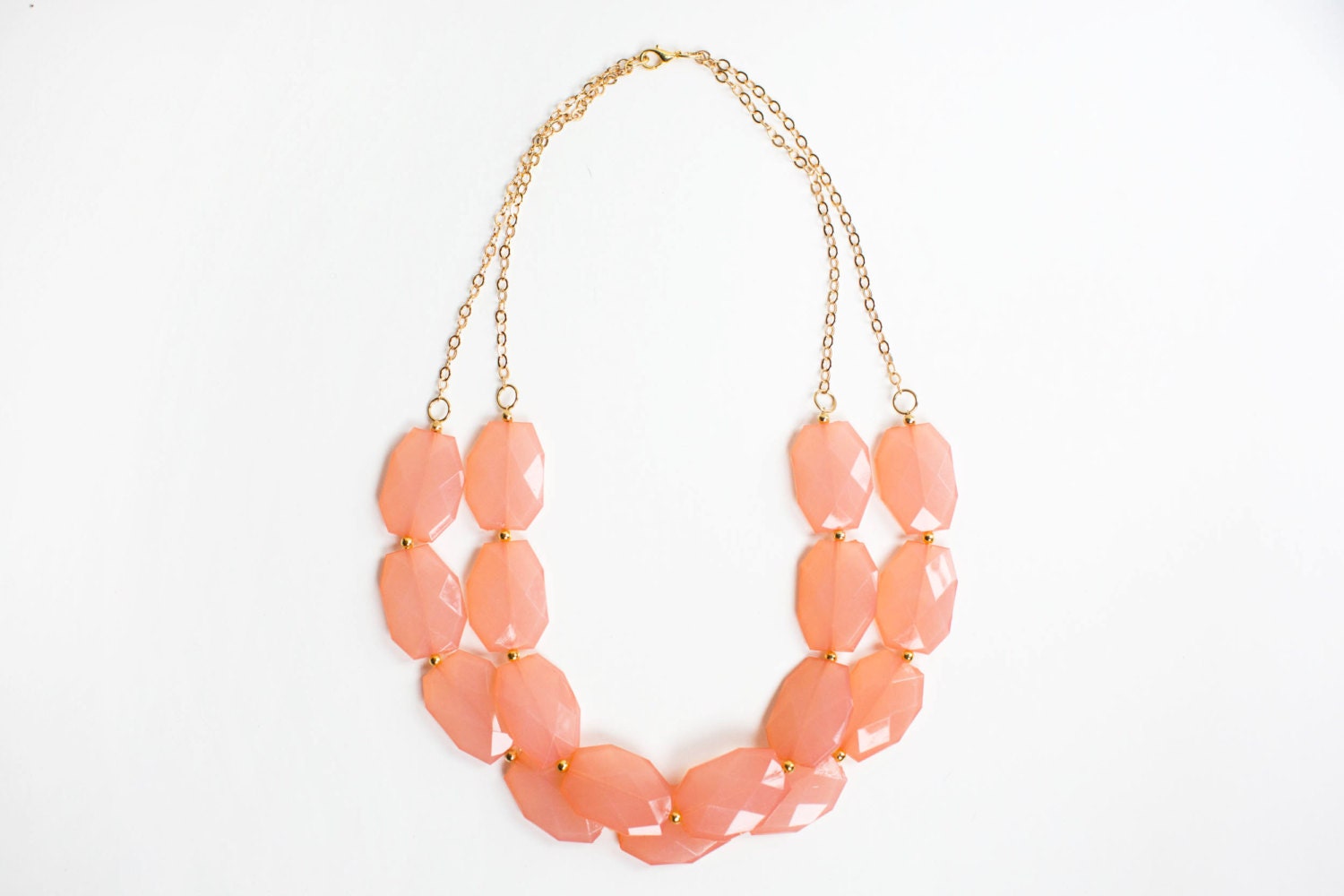 RESERVED FOR BENJALYN Salmon Peach Coral Bib statement necklace