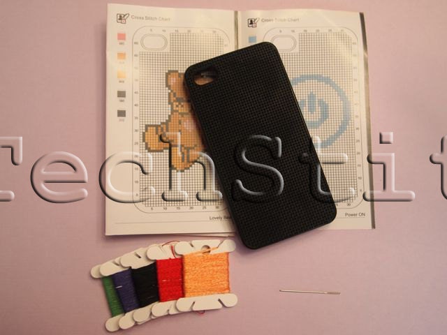 Black DIY Cross Stitch Case for iPhone 4 and 4S