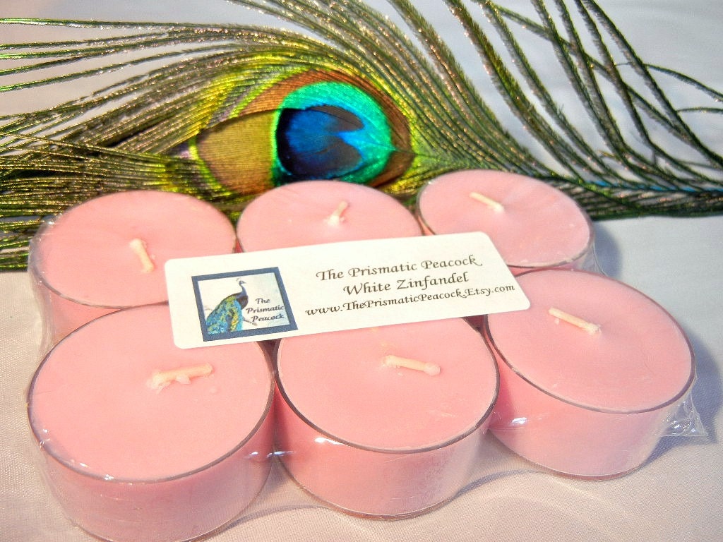 Hand Poured White Zinfandel Wine Scented Soy Tea Lights 6 pk