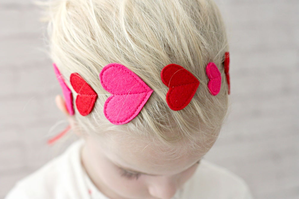 Headband with Red and Pink Hearts