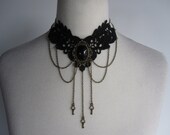 Choker Black Lace Necklace Little Keys Victorian Steampunk Gothic