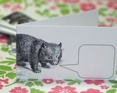 WELLSPOKEN WOMBAT ... 5 Mini Notecard Set . Australian . Furry Animal . Captioned Critters . Gift Cards . Folded Notes . Handmade Envelopes