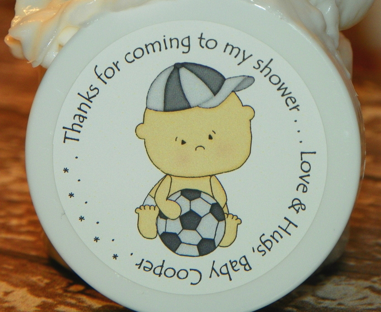 Baby Shower Favors - Personalized Whipped Body Butter (Lil' Sport - Soccer)