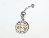Gemini, Zodiac, Sign, Charm, Crystal, Clear, Double, Gem, Belly, Button, Piercing