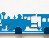 six hook hanger -old train -blue