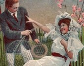 Antique Romantic Couple Postcard Cancellation Date 1912