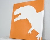 Tyrannosaurus Rex Painting on Canvas in Silhouette