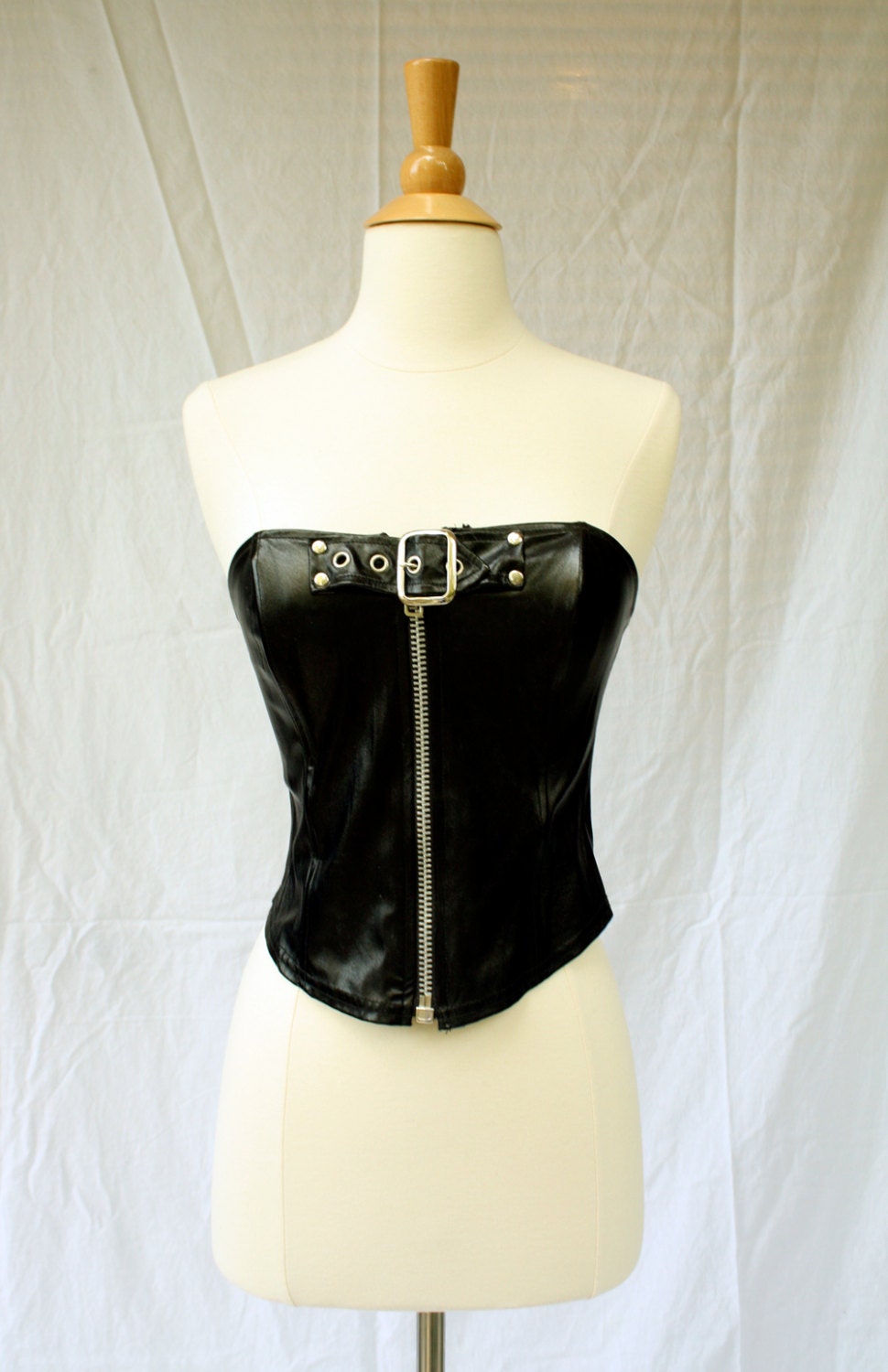 Black Vinyl Lip Service Corset