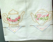 Embroidered Flour Sack Teapot Towel
