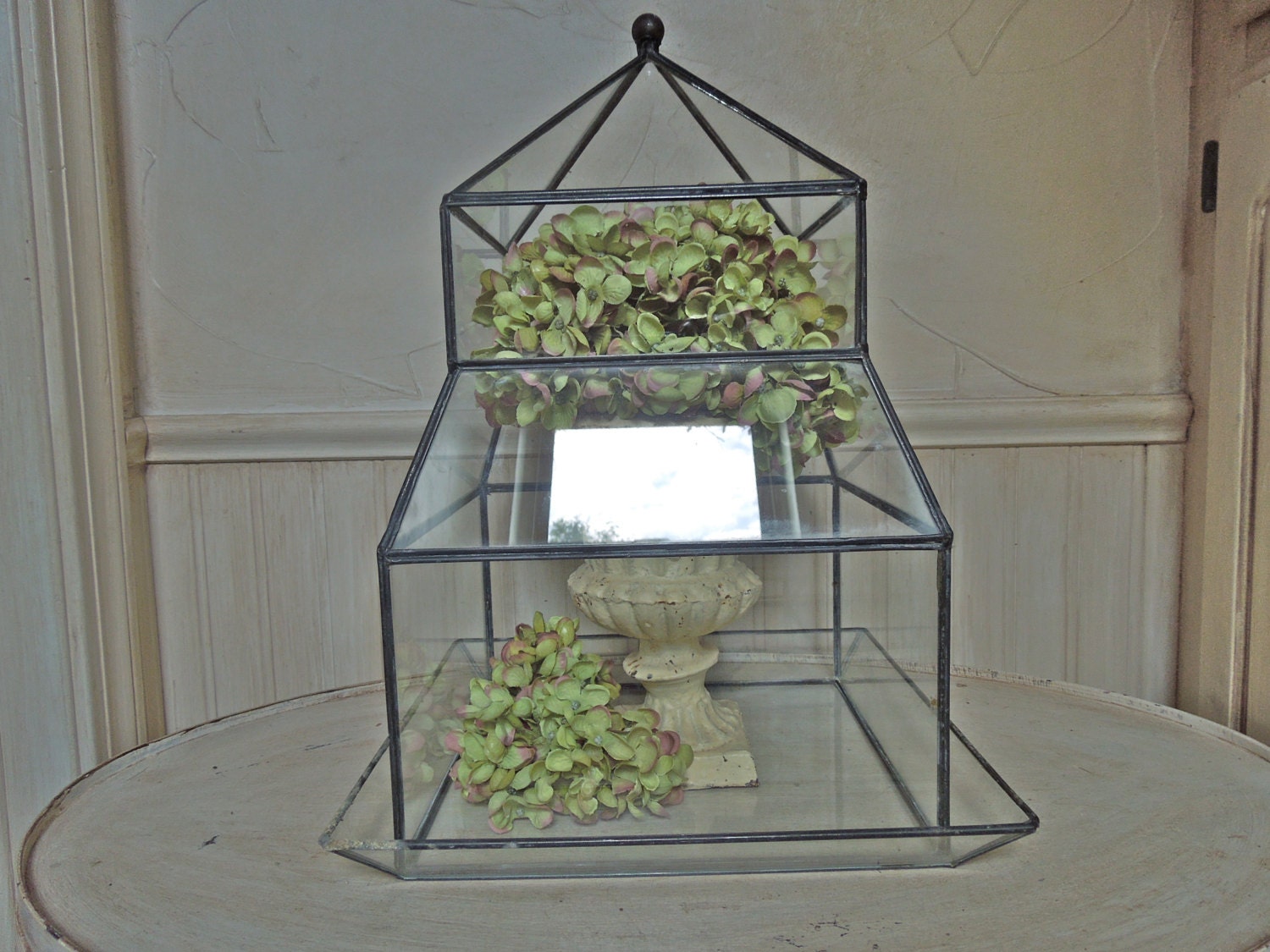 Vintage Glass Terrarium Glass and Zinc Terrarium