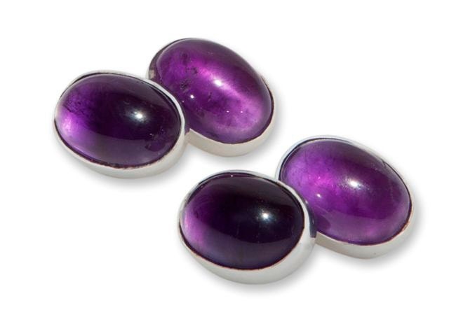 Amethysts Cufflinks  Mini Double Cabs Sterling Silver