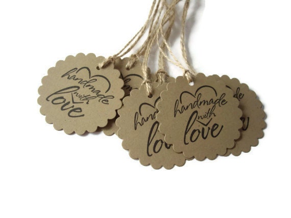 scalloped tags, knit tag, crochet tag, fiber tag, gift tag, product tag, clothing tag, hang tag, heart tag, kraft tag, favor tag