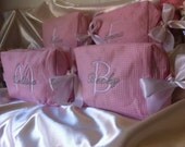 4 Personalized wedding party waffle weave cosmetic bags