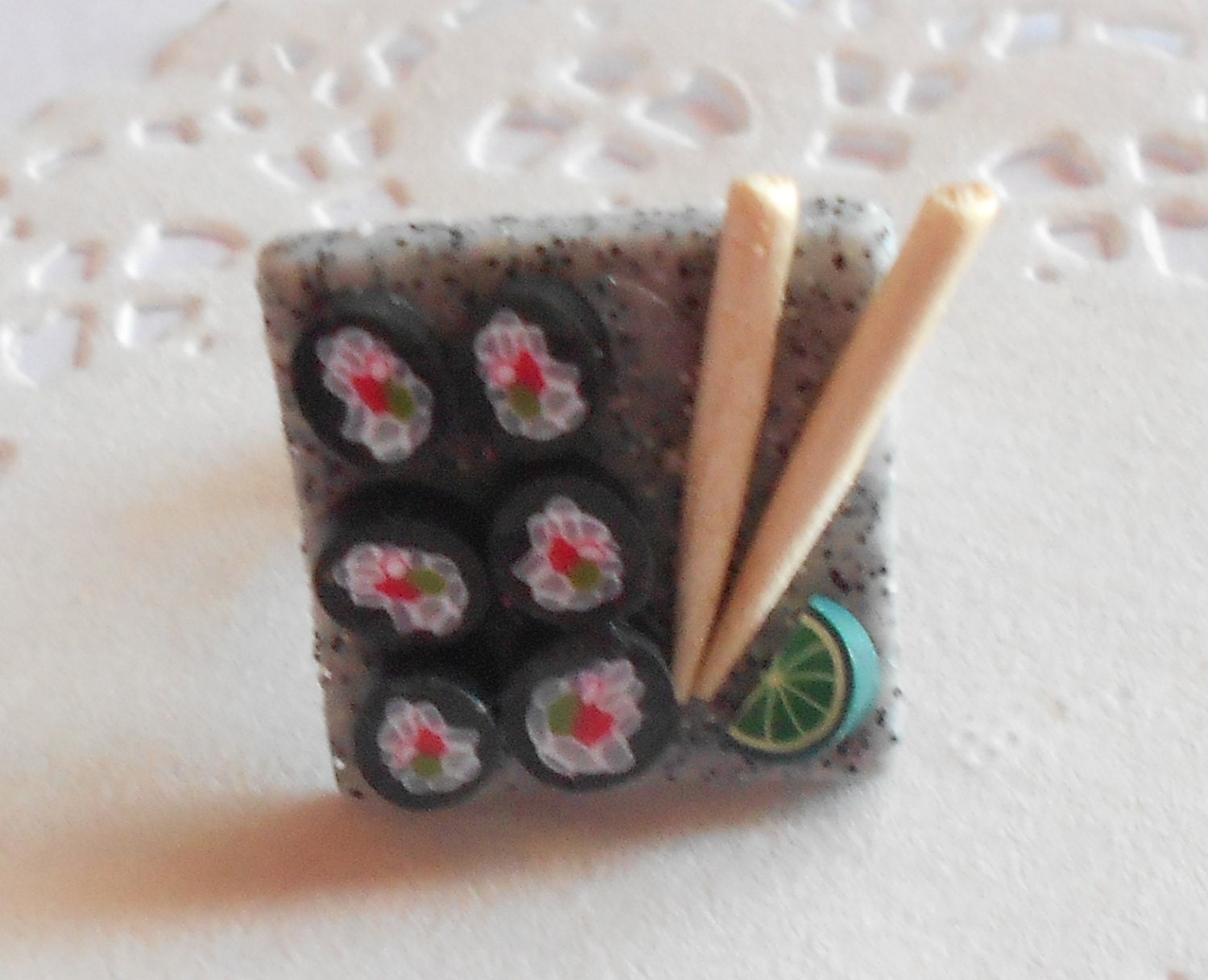 Sushi Time ring - Handmade miniature polymer clay food jewelry
