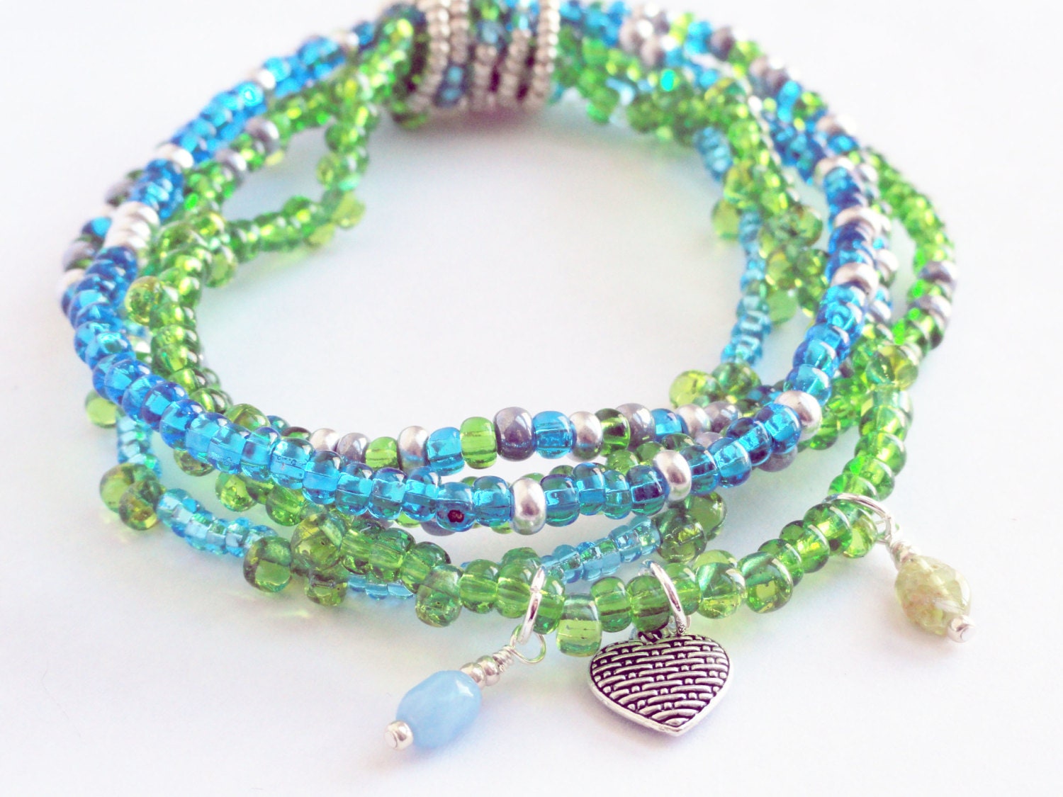 Custom bracelet - seed bead bracelet - beaded bracelet - aqua bead bracelet - charm bracelet - original bracelet - friendship bracelet