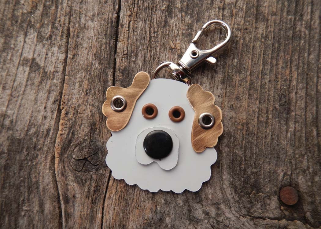 Keychain ID Key Chain Tag Great Pyranees Breed Dog Pet Lover Copper Aluminum Custom Rivets Stamped